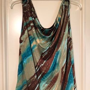 Cowl neck sparkly stretchy shirt